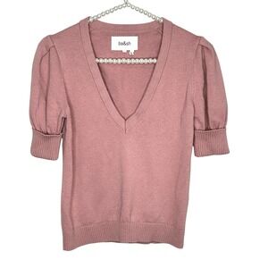 ba&sh Lady Pullover Sweater XS Preppy Coquette Twee Wool Blend V Neck Pink